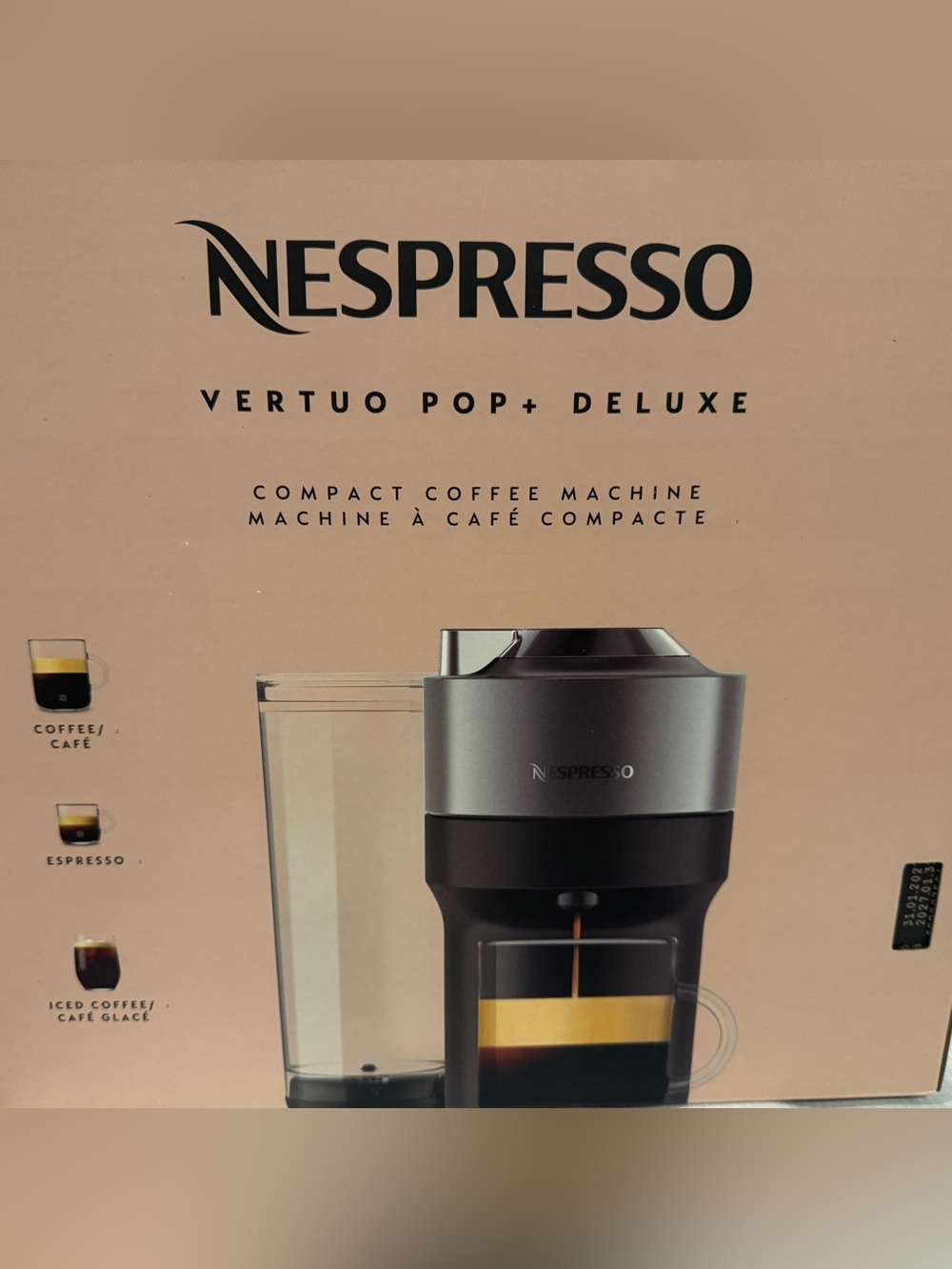 Nespresso Vertuo Pop+ Deluxe Coffee Maker in Titan (gray/black), BRAND NEW